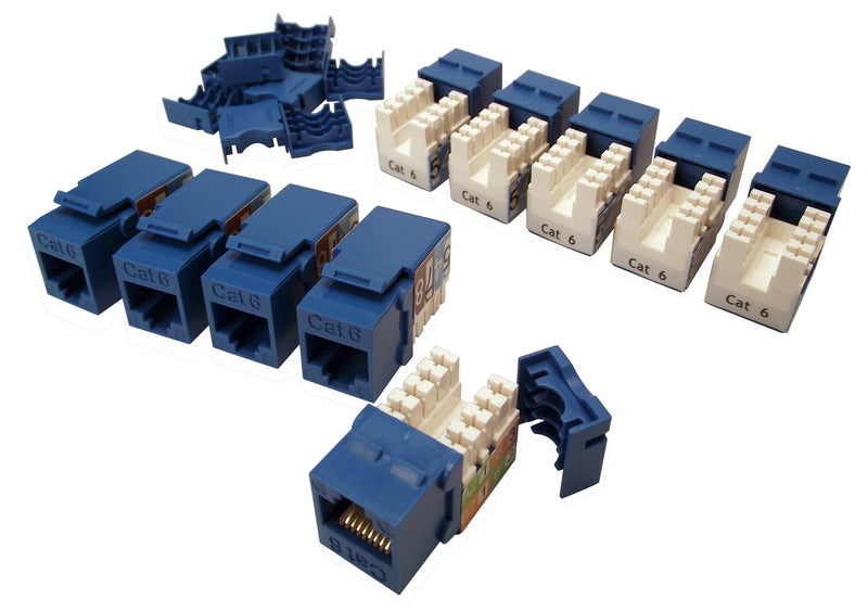 Shaxon BM703U810-10B, Category 6 Keystone Jack 10 Pack, RJ45 to 110 - Blue