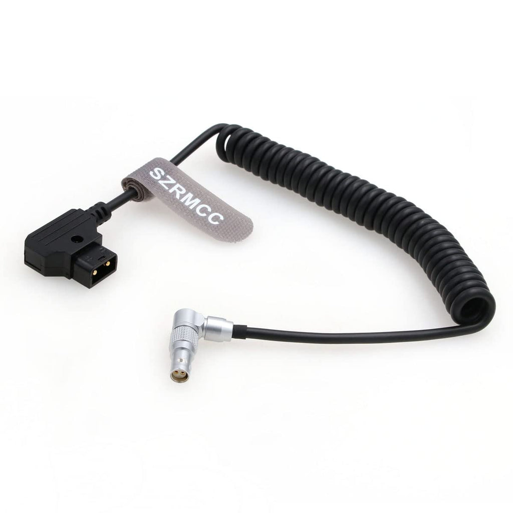 SZRMCC D-tap to 2 Pin Female Power Cable for RED Komodo Camera (Right Angle 2Pin, Coiled Cable) Right Angle 2Pin