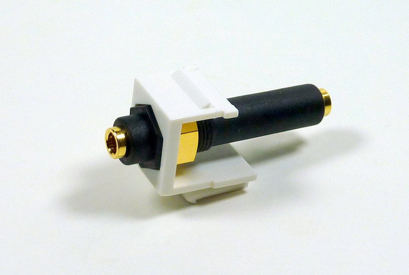 3.5mm Keystone Snap-in Stereo Jack White Female in-line Modular Coupler for Wall Plate; 45-774