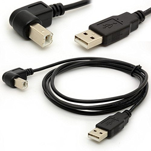 1.5M USB to Printer Adapter Cables 90 Degree USB 2.0 A Male to B Up Angle Plug Converter Lead 480Mbps High Speed Adaptor Scanner Extension Cord (UP)