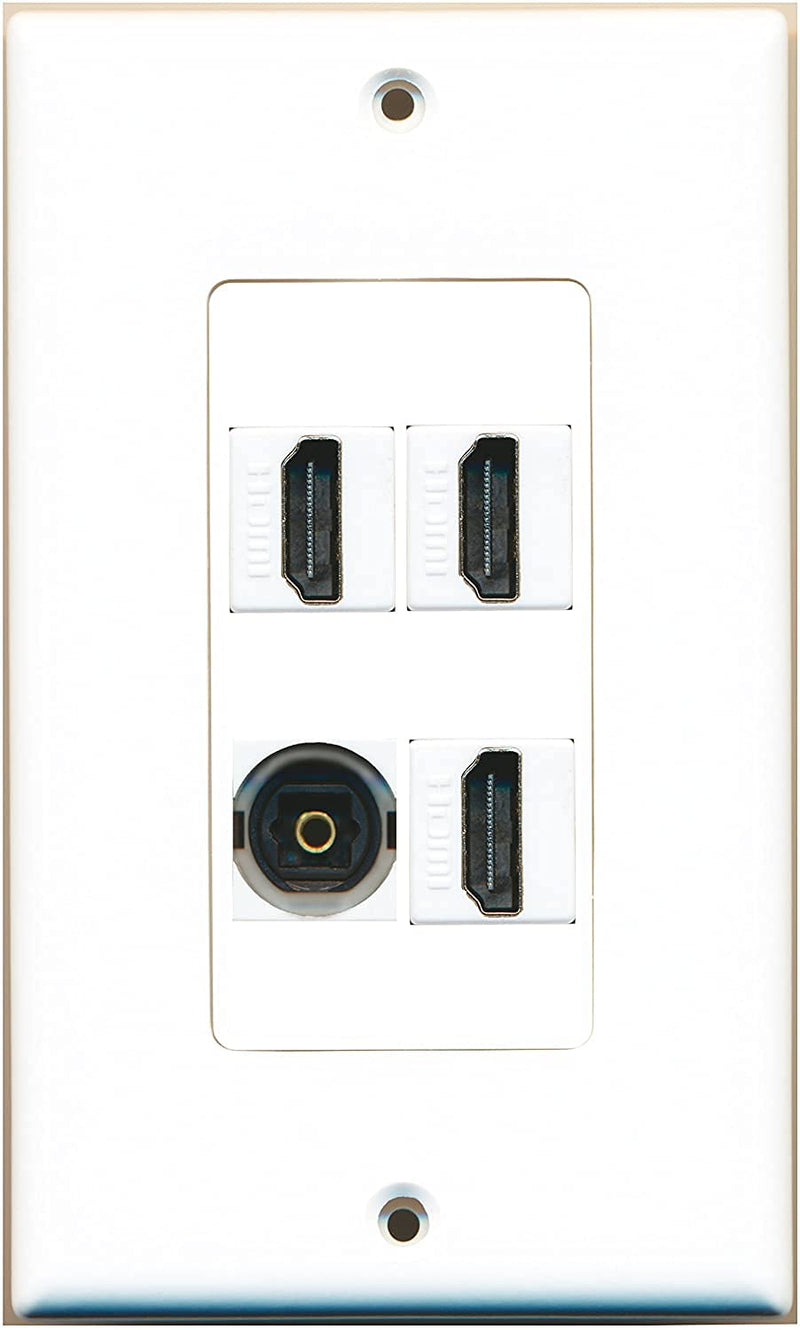 RiteAV - 3 Port HDMI 1 Port Toslink Wall Plate Decorative