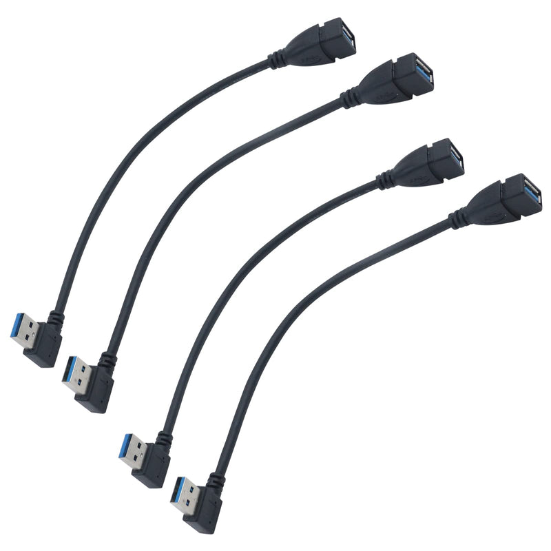 Antrader USB 3.0 Type A 90 Degree Male to Straight Female Data Converter Adapter Cable Black Left & Right 2 Pairs Usb Cable Left + Right