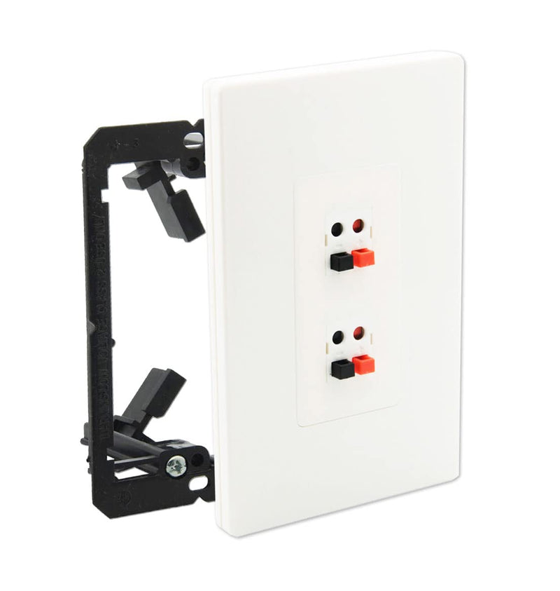 diyTech Premium 2 Speaker Wall Plate, Supports 2 Speaker Configurations, 1 Gang Screwless - White