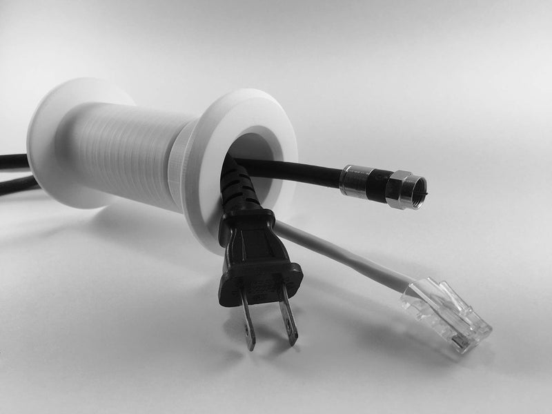 1.20" ID Cable Pass Through Wall Port 3 5/8" - 5 1/4" Wall Thickness (White) - Pass Cables from one Side of a Wall or Barrier to The Other. White