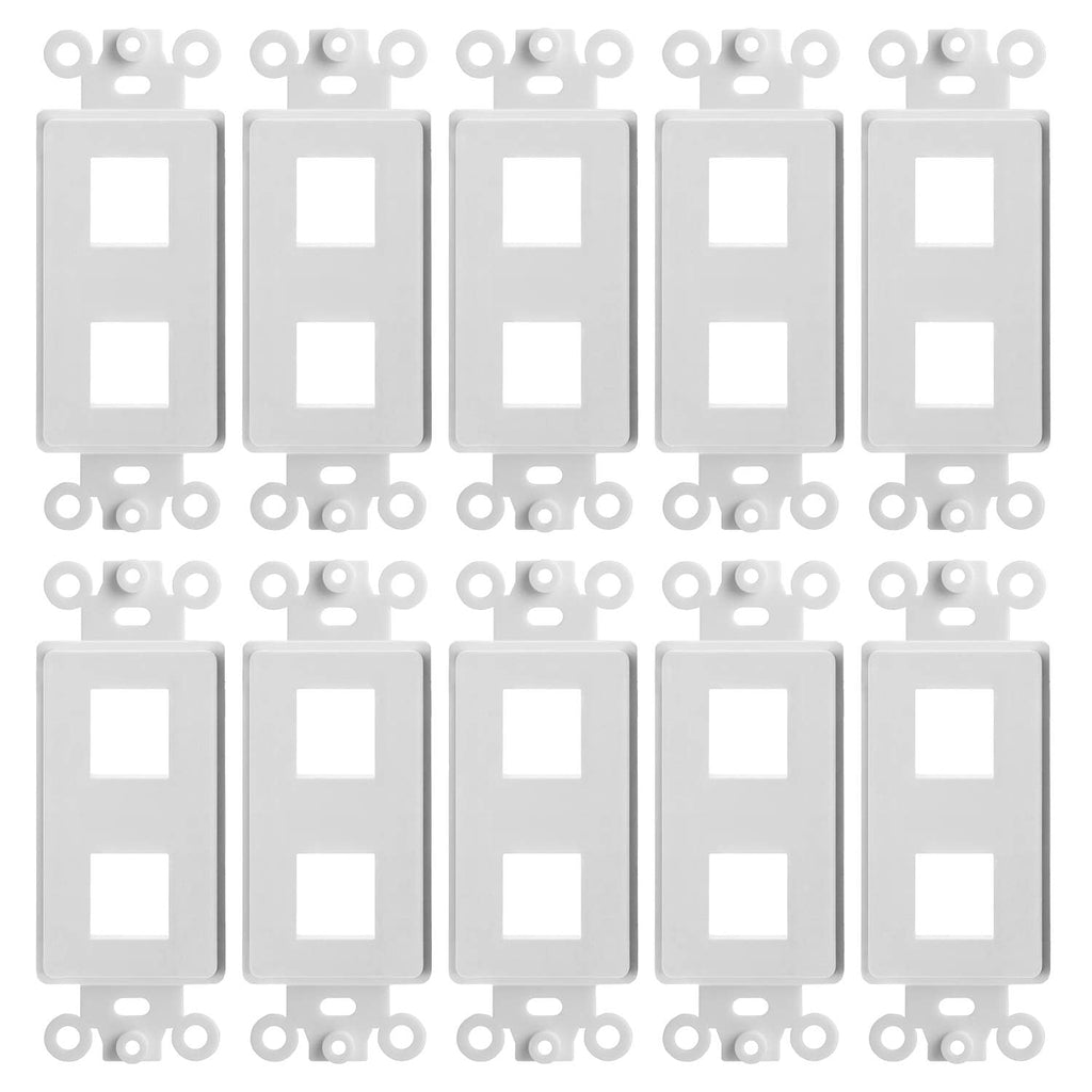 Cmple - 2 Port Decora Wall Plate 1-Gang Keystone Decora Insert, Jack Single Gang Decora Wall Plate – (10 Pack) 10 Pack