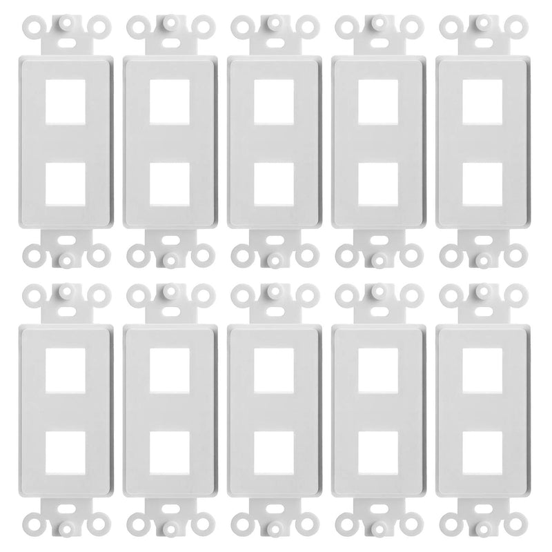 Cmple - 2 Port Decora Wall Plate 1-Gang Keystone Decora Insert, Jack Single Gang Decora Wall Plate – (10 Pack) 10 Pack