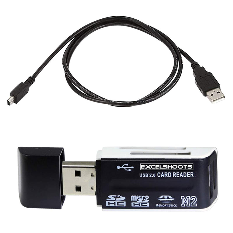 Excelshoots USB Cable Works for Nikon D3100 Camera, and USB Computer Cord for Nikon D3100 + Excelshoots Card Reader 3-Feet