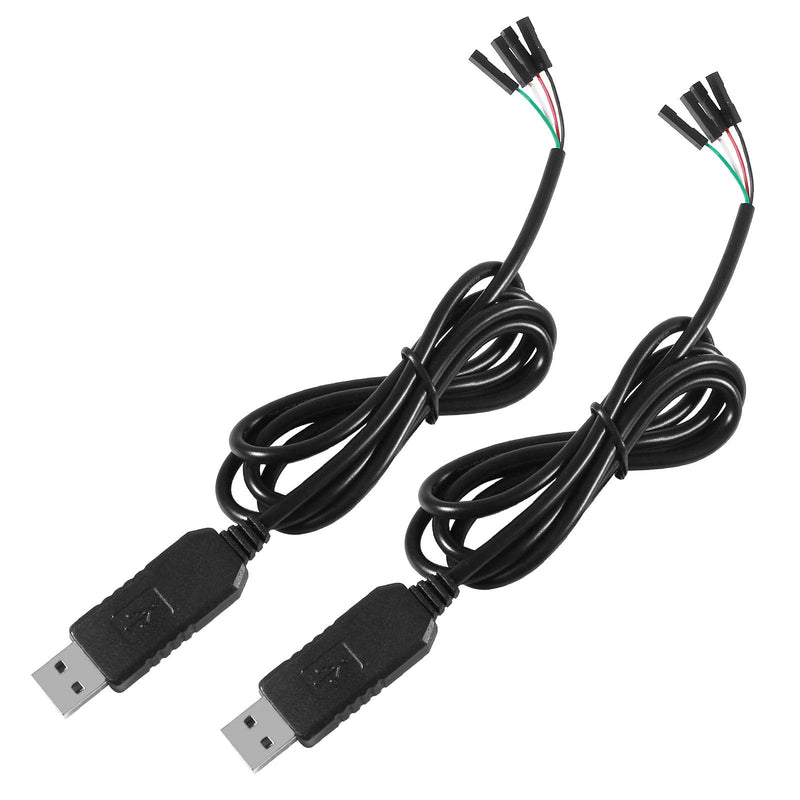 Atnsinc 2Pack PL2303 PL2303HX USB to TTL Serial Adapter 3.3V Debug Cable, USB to RS232 TTL Converter 4 Pin Female Socket Download Cable (PL2303HX Cable)