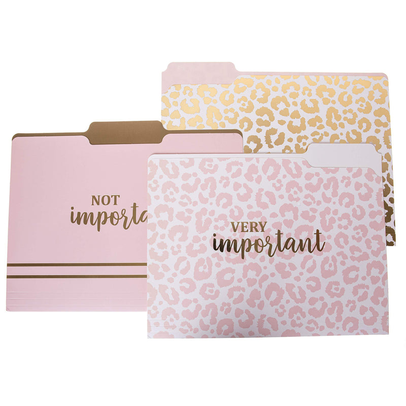 Graphique Designer Folder Set - "Very Important" - Designer File Organizers for Office, Work, and School Supplies - Paper Document Decorative Accessories - Set of 9 Folders Leopard