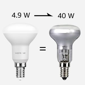 Lepro E14 LED lamp, 4.9W 470 lumen light bulb, equivalent to 40W incandescent lamp, 2700 Kelvin warm white E14 LED spotlight, reflector lamp R50 120° beam angle energy saving lamp, pack of 5