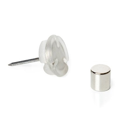 Bullseye Office - Innovative"No Hole" Push Pins, Set of Magnetic Office Thumb Tacks and Magnets (16 Pairs, Silver Cylinders) (16 Pairs, Silver Cylinders) 16 Pairs