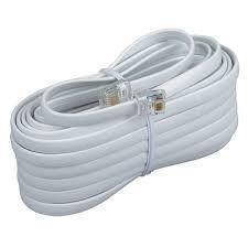 Bistras 25 Ft 4C Telephone Extension Cord Cable Line Wire, for Any Phone, Modem, Fax Machine, Answering Machine, Caller ID, White 25 Feet