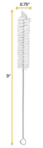 12PK Bristle Cleaning Brushes with Fan-Shaped Ends, 9" - Twisted Stainless Steel Wire Handle - Ideal for 0.6" - 0.8" Diameter Tubes, Bottles, Flasks, Cylinders, Jars, Vases, Cups - Eisco Labs