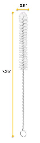 Semi-Micro Test Tube Brush, 9" Long - White Nylon, Twisted Wire Handle - Ideal for 6-10mm Diameter Test Tubes - Eisco Labs