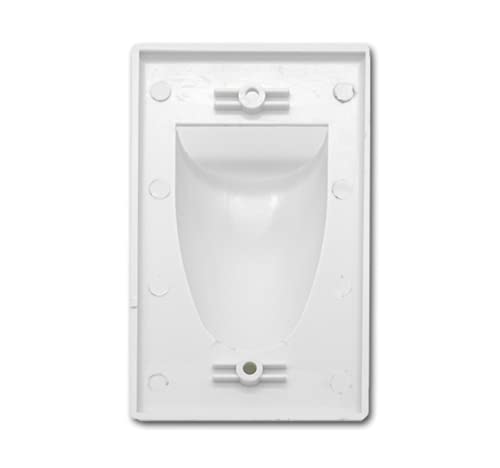 Halokny 2 Pack Single Gang Recessed Multimedia Bundled Cable Wall Plate Face Plate Panel, White(2 Pack 1-Gang Wall Plate)