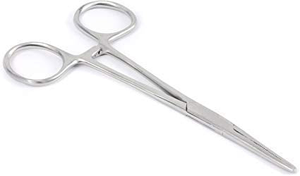 Apical Set of Kelly Forceps Locking Tweezers Clamp, Silver, Straight &Curved, 5-1/2 Inch