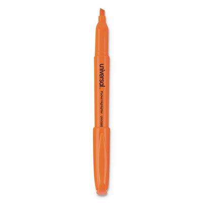 Pocket Clip Highlighter, Chisel Tip, Fluorescent Orange Ink, 1 Dozen