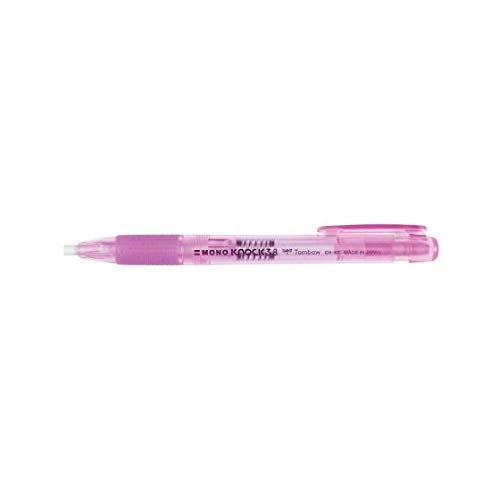 Tombow 82046 MONO Knock Eraser, Pink, 1-Pack. Easy To Use Pen-Style Eraser with Rubber Grip