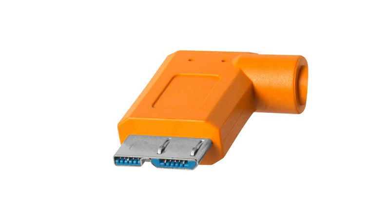 TetherPro USB-C to 3.0 Micro-B Right Angle - 15' (4.6m) (High-Visibility Orange) High-Visibility Orange