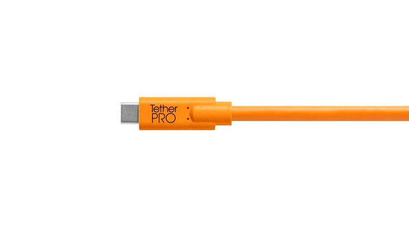 TetherPro USB-C to 3.0 Micro-B Right Angle - 15' (4.6m) (High-Visibility Orange) High-Visibility Orange