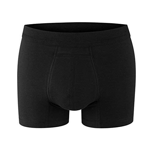 PROTECHDRY - Washable Urinary Incontinence Cotton Boxer Brief Underwear for Men with Front Absorbent Area, Black Large Large (Pack of 1)