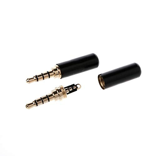 VizGiz 5 Pack 3.5mm 4 Pole Jack Replacement Plug Repair Audio Cable Male Connector 1/8 TRRS (1Tip/2Ring/1Sleeve) Stereo Headphone Earphone Microphone Soldering DIY Adapter Tool 4PIN Terminal