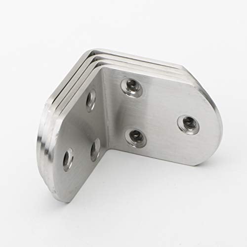 Pxyelec Stainless Steel 3mm Thicker 90 Degree Right Angle Brackets Fastener Corner Braces with Screws, Corner Brace, 50mm x 50mm / 2 inch x 2 inch, Pack of 4