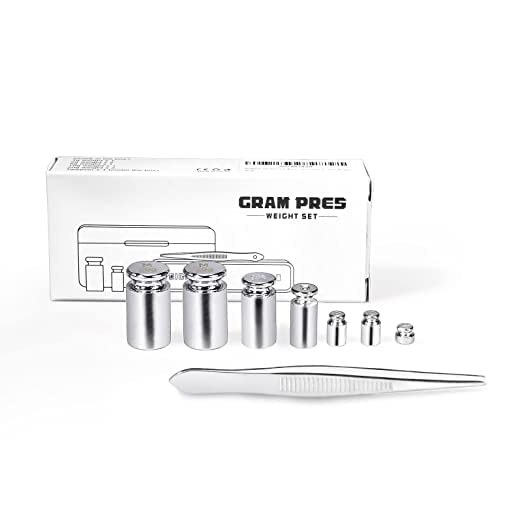 GRAM PRES Calibration Weight Set, 1g 2g 5g 10g 20g with Tweezers for Digital Jewelry Scales Laboratory Education Science Weights
