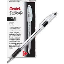 Pentel R.S.V.P. Ballpoint Stick Pen, Black Ink, Fine, Dozen