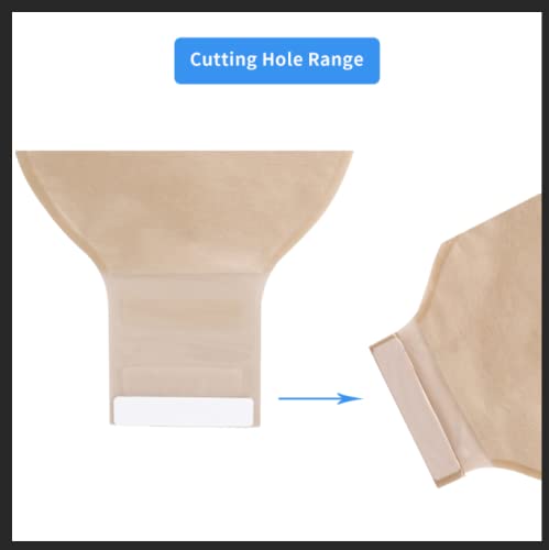 VARWANEO 20 PCS Colostomy Bags，One-Piece Ostomy Pouch Barrier with Stripes Colostomy Bag Max Cut 15-60mm Back Window （Hook & Loop Closure)