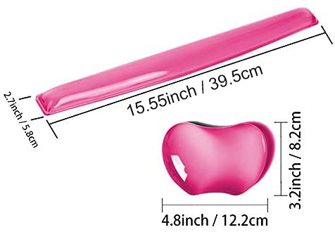 Silicone Gel Keyboard Wrist Rest Set Plus Keyboard & Mouse Wrist Support Pad Office, Computer, Laptop, Mac - Durable, Comfortable and Pain Relief - Pink Set Pink Wrist Rest Set-plus-(New Upgrade Packaging)