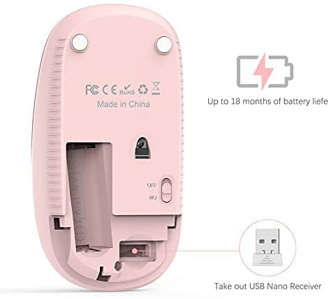 Wireless Mouse, Vssoplor 2.4G Slim Portable Computer Mice with Nano Receiver for Notebook, PC, Laptop, Computer (Pink to Purple) Pink to Purple