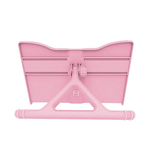 TINTON LIFE Adjustable Width Bookstand Folding 180 Angle Book Holder Portable Reading Stand Document Holder Bookrest Sheet Music Cookbook Cook Stand Lightweight Pink