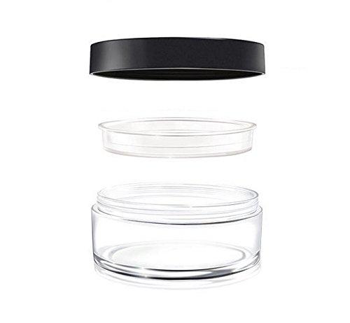 60ml 2oz Empty Clear Make-up Loose Powder Container Case with Soft Sponge Powder Puff Screw Black Lid and Sifter Foundation Box