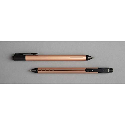 TUL Fine Writing Solid Metal Barrel Ballpoint Pen with 2 Refills, Medium Point, 1.0 mm, Rose Gold Barrel, Black/Blue Ink