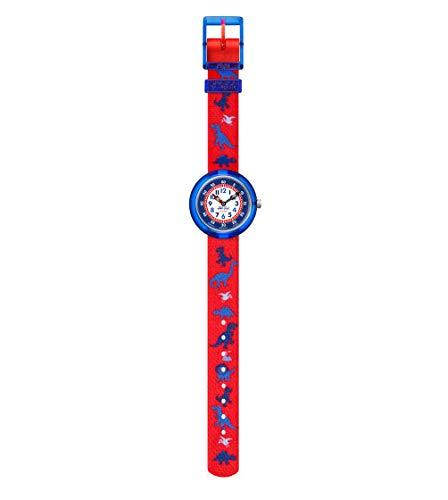 Flik Flak Kids' Color Explosion Quartz Polyester Strap, Red, 14 Casual Watch (Model: ZFBNP117)