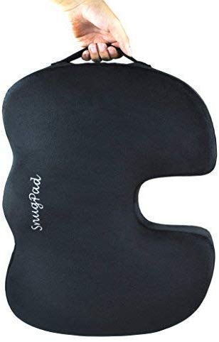 Upgraded-SnugPad Memory Foam Seat Cushion, for Sciatica, Back, Hip, and Tailbone Pain Relief, Firm Comfortable, Support for Office Chair, Wheelchair,Car. Nonslip Orthopedic Memory Foam Coccyx Cushion 1 Seat cushion Black
