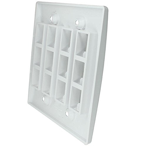 RiteAV - Keystone Wall Plate Double Gang 12-Port White (1 Piece Flush)