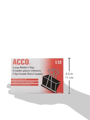 ACCO Binder Clips, Large, 2 Boxes, 12 Clips/Box (72102), Black