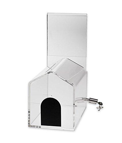 MCB - Small House Shape - Coin Collection Box - Acrylic Box - Tip Container - Ballot Box - with Pad Lock