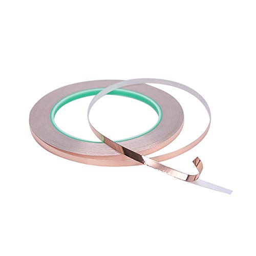 2 Pack Copper Foil Tape with Conductive Adhesive Sheet, (0.24/0.5inch) Double-Sided for Crafts Stained Glass EMI Shielding, Paper Circuits, Electrical Repairs, Grounding (21.9yards)