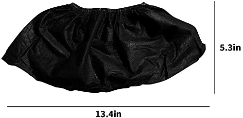 XIAOWEI Black Shoe Covers - 100 Pack (50 Pairs) Disposable Boot and Booties | One Size Fits Most Durable 35 GSM Non Woven Material (Black)