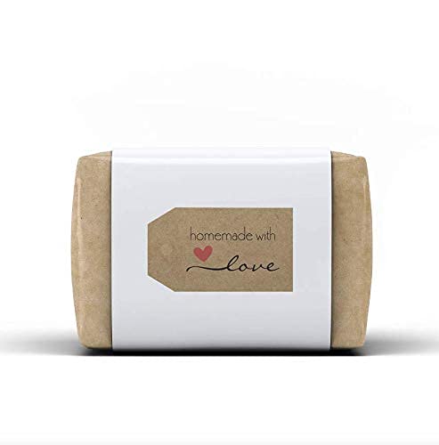 1.15"x2" Inch Natural Kraft Homemade with Love Gift Tag Sticker / 500 Labels per roll