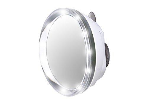 7" Oval LED Lighting Suction Mount Mirror - 5X Magnifying Vanity Makeup Mirror with 3-Point Super Suction, Battery Operated LED Lighting
