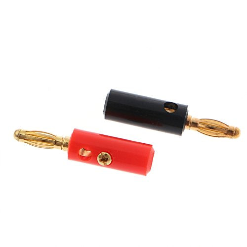 VizGiz 10 Pack Banana Plugs for Speaker Wire DIY Soldering-Free Closed Screw 4MM Gold Plated Banana Speaker PIN Plug Connectors Adapter for Amplifier Audio Cable (5 Black+ 5 Red)