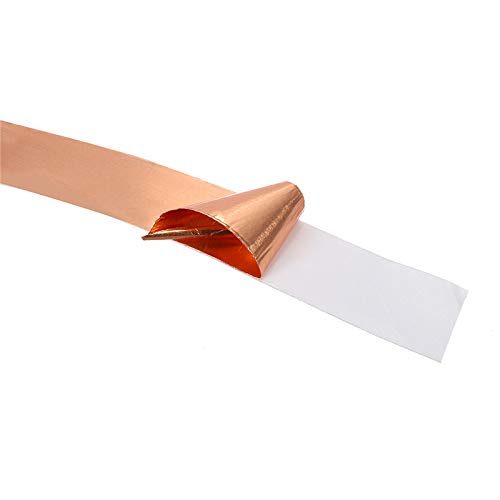 Copper Tape Single Sided Conductive Adhesive Foil Copper Tapes 2 Rolls 4 Sizes for Electrical Repairs, Slug Repellent, EMI Shielding, Stained Glass 2-Roll 1/4inch x 11yard