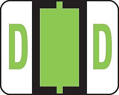 Smead 67074 A-Z Color-Coded Bar-Style End Tab Labels Letter D Light Green 500/Roll