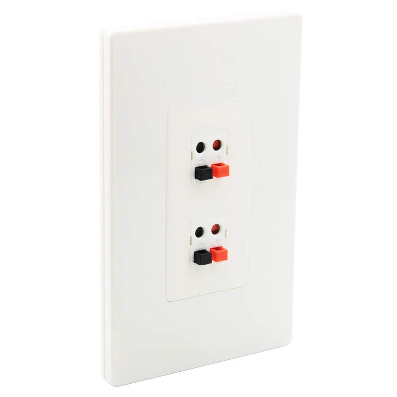 diyTech Premium 2 Speaker Wall Plate, Supports 2 Speaker Configurations, 1 Gang Screwless - White