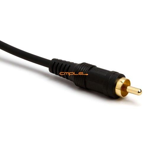 Cmple - 6ft Black Audio Cable 3.5mm 1/8 inch Mono Male to RCA Mono Male Connectors (Gold Plated) - 6 Feet