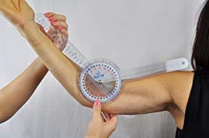 Blue Jay ‘Take a Range Check’ Clear Plastic Goniometer - 360 Deg, 12 in. Goniometer, Physical Therapy Goniometer with ISO Accuracy, Linear Moving Arm, Clear Gauging Angle. Physical Therapy Aids